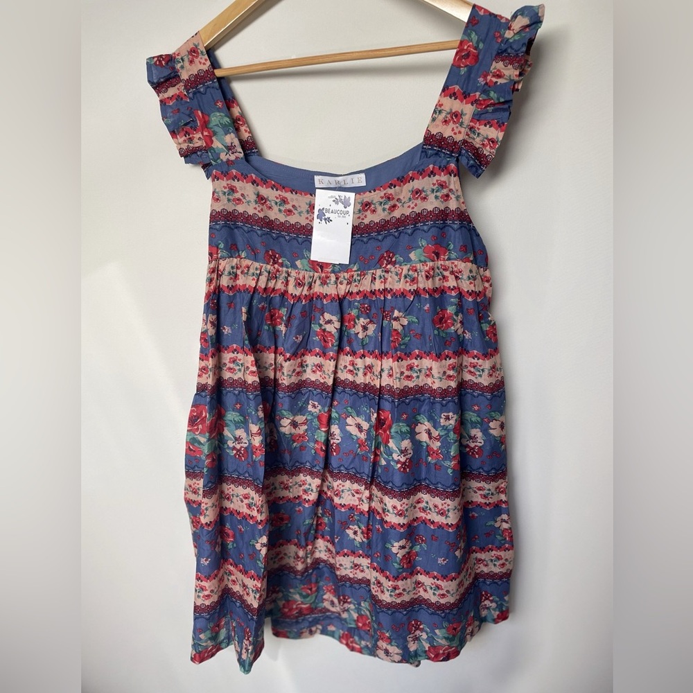 Floral vintage ruffle tank dress - size medium NWT